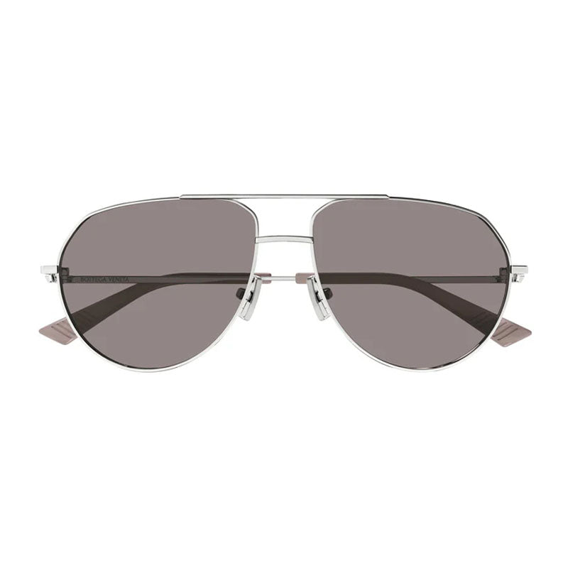 Bottega Veneta Sunglasses Aviator Full Rim, Silver Frame and Violet Lens BV1302S004