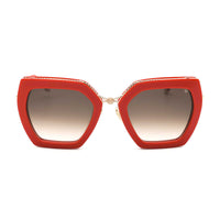 Philipp Plein Sunglasses Geometric Full Rim, Red Frame and Brown Gradient Lens SPP097S06Y6