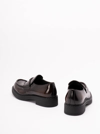 Prada Prada Men Chocolate Brushed Leather Loafers