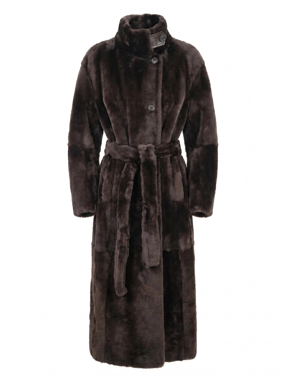 Brunello Cucinelli Women Shearling Coat Whit Belt