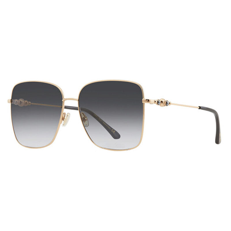 Jimmy Choo Sunglasses Rectangle Full Rim, Black Gold Frame and Grey Gradient Lens HESTER/S02M29O