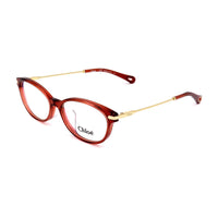 Chloe Eyeglasses Cat Eye Full Rim, Burnt/Gold Frame and Clear Demo Lens Lens CE2724A223