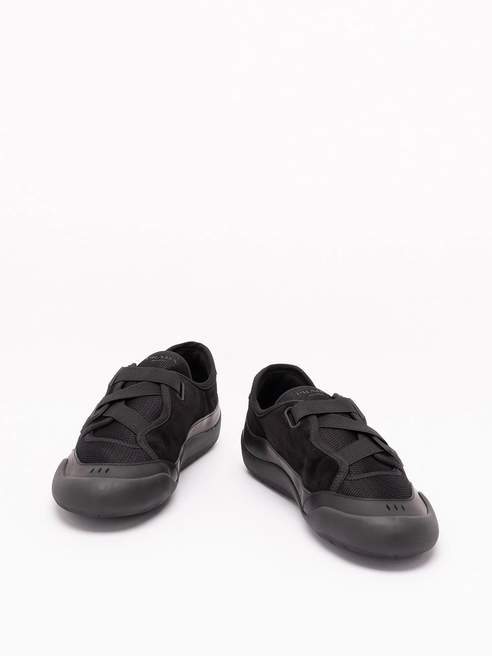 Prada Prada Men Speedrock Leather And Mesh Fabric Sneakers