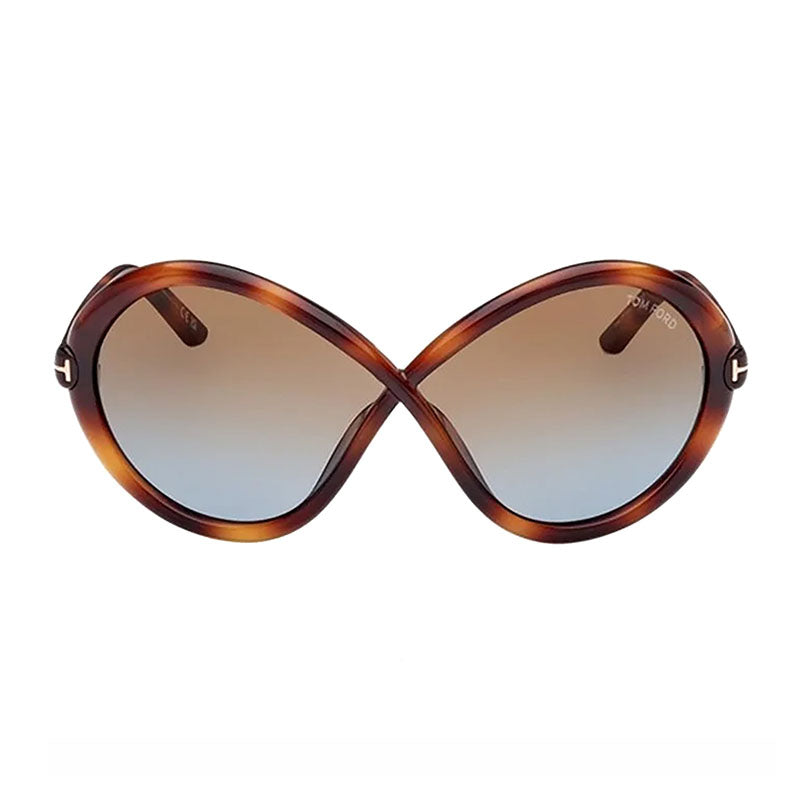 Tom Ford Sunglasses Geometric Full Rim, Shiny Black Frame and Gradient Smoke Lens FT107001B