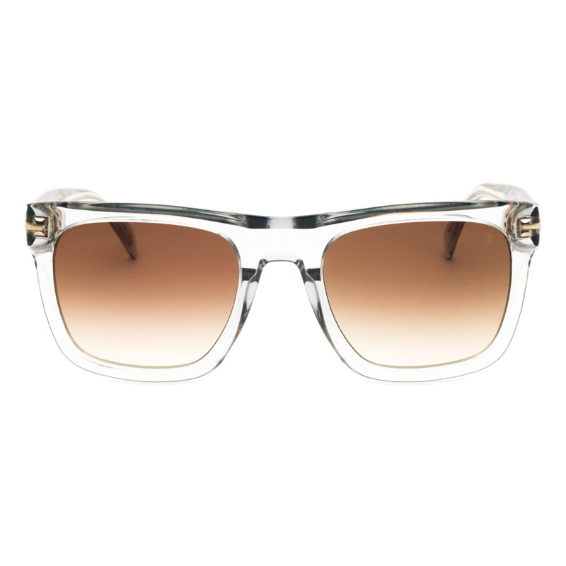 David Beckham Sunglasses Square Full Rim, Transparent Grey Frame and Dark Brown Gradient Lens DB7000/SFLAT063MHA