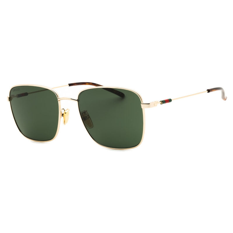 Gucci Sunglasses Square Full Rim, Gold Frame and Green Lens GG2097SK002