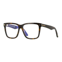 Tom Ford Eyeglasses Square Full Rim, Dark Havana Frame and Clear with Magnetic Clip-On Brown Lens FT6069-B052