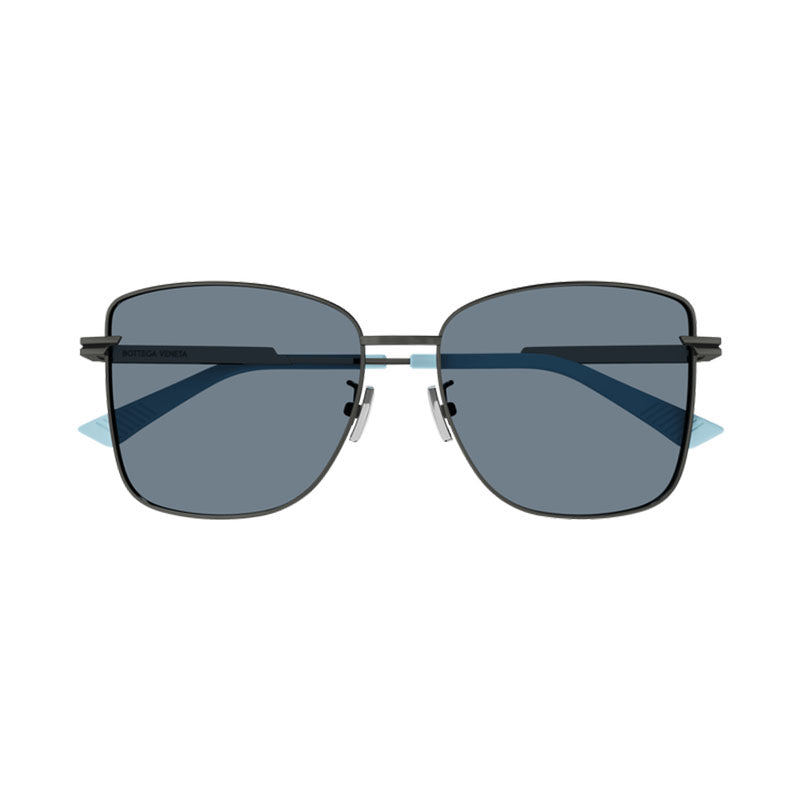 Bottega Veneta Sunglasses Rectangle Full Rim, Silver Frame and Green Lens BV1237S003