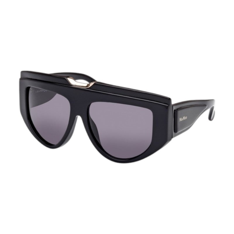 Max Mara Max Mara Sunglasses Shield Full Rim, Shiny Black Frame and Smoke Lens MM008301A