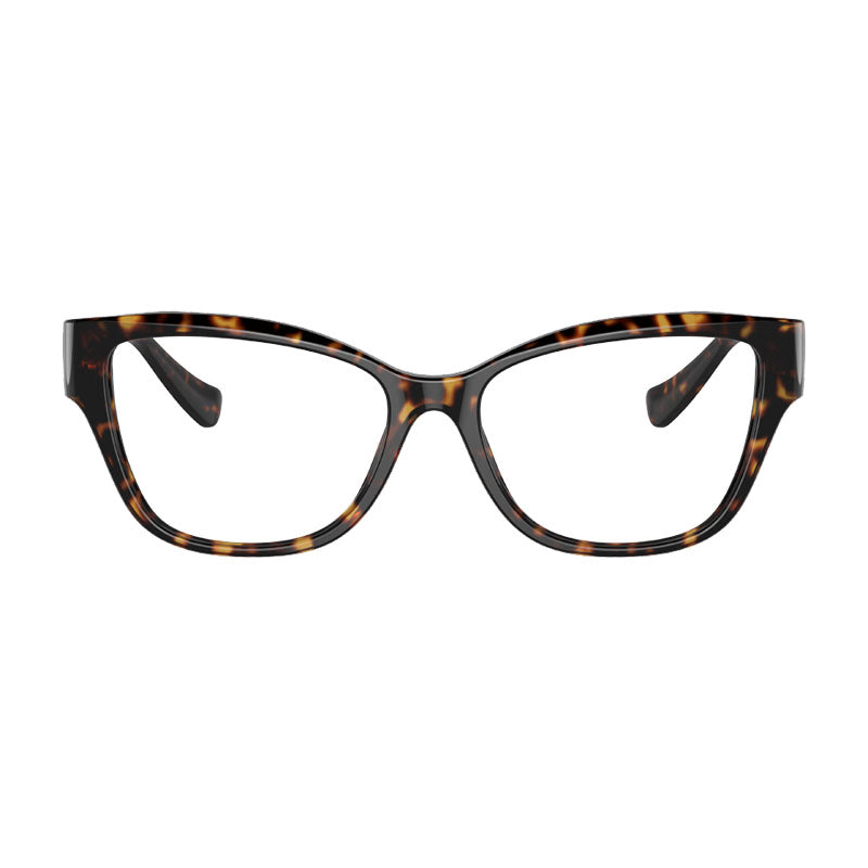 Versace Eyeglasses Rectangle Full Rim, Havana Frame and Clear Demo Lenses Lens VE3347108
