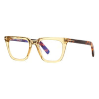 Tom Ford Tom Ford Eyeglasses Square Full Rim, Shiny Light Brown Frame and Clear/Blue-Light Block Lens Lens FT5963-B045
