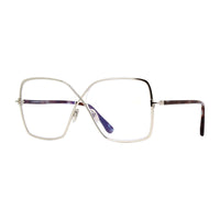 Tom Ford Eyeglasses Square Full Rim, Shiny Palladium Frame and Clear Blue Light Block Lens FT5841-B016