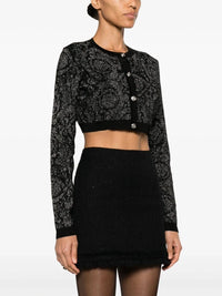 Versace Women `Barocco Texture` Knit Cropped Cardigan