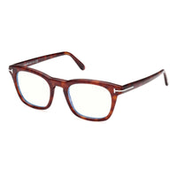 Tom Ford Eyeglasses Square Full Rim, Dark Havana Frame and Clear Blue Light Block Lens FT5870-B052