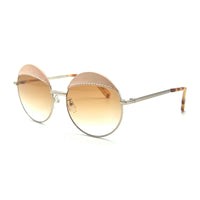 Loewe Sunglasses Round Full Rim, Gold Brown Leather Frame and Brown Lens LW40007U33N