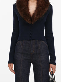 Self-portrait Self-Portrait Women Faux Fur Knit Cardigan