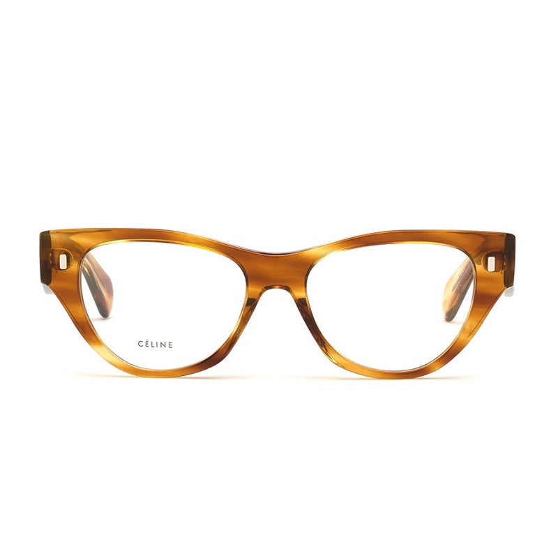 Celine Eyeglasses Cat Eye Full Rim, ColoRed Havana Frame and Clear Demo Lenses Lens CL50012I055