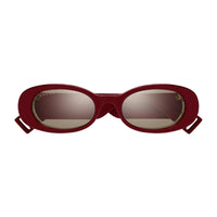 Gucci Sunglasses Oval Full Rim, Shiny Burgundy Frame and Brown with Light Mirror Lens GG0517S009