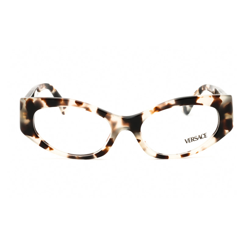 Versace Eyeglasses Oval Full Rim, Havana Grey Frame and Clear Demo Lenses Lens VE33695498