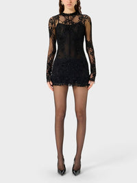 Blumarine Women Short Lace Dress With Embroidery