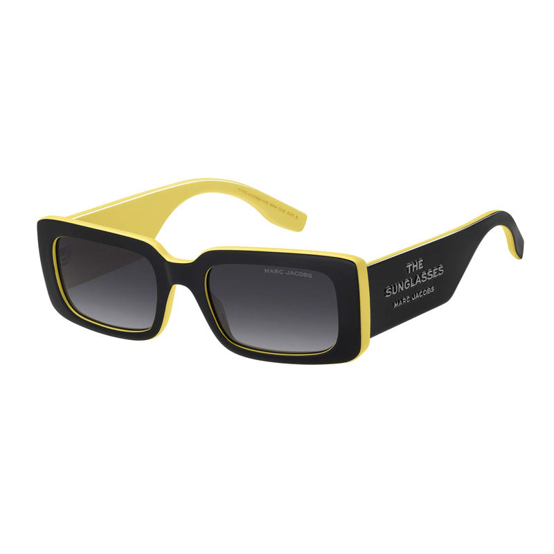 Marc Jacobs Sunglasses Rectangle Full Rim, Black/Yellow Frame and Dark Grey Gradient Lens MARC804/S071C9O
