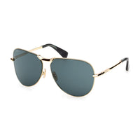 Max Mara Max Mara Sunglasses Aviator Full Rim, Shiny Deep Gold Frame and Green Lens MM013430N