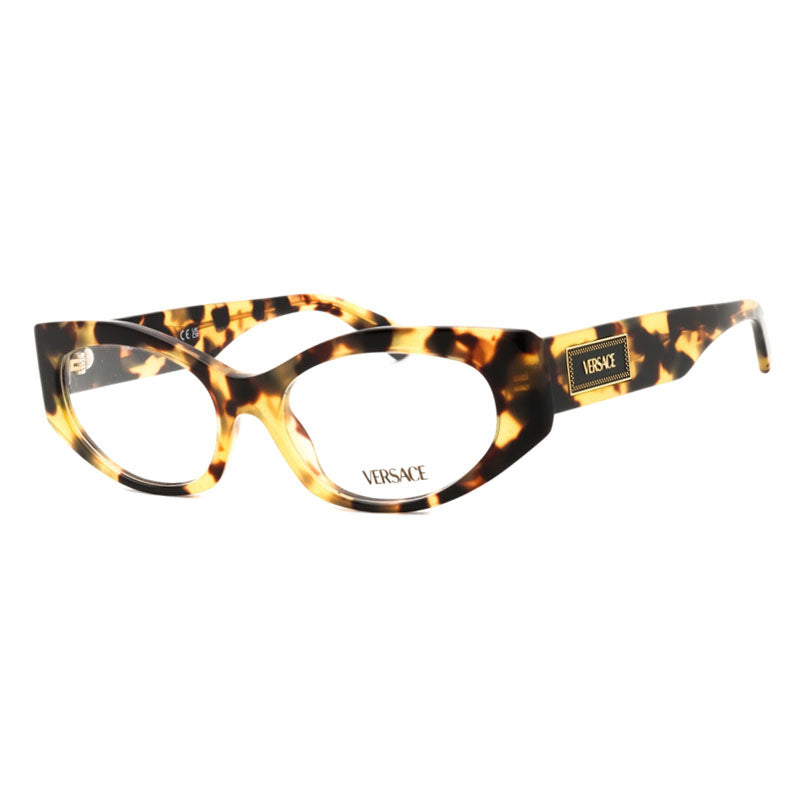 Versace Eyeglasses Oval Full Rim, Havana Grey Frame and Clear Demo Lenses Lens VE33695498
