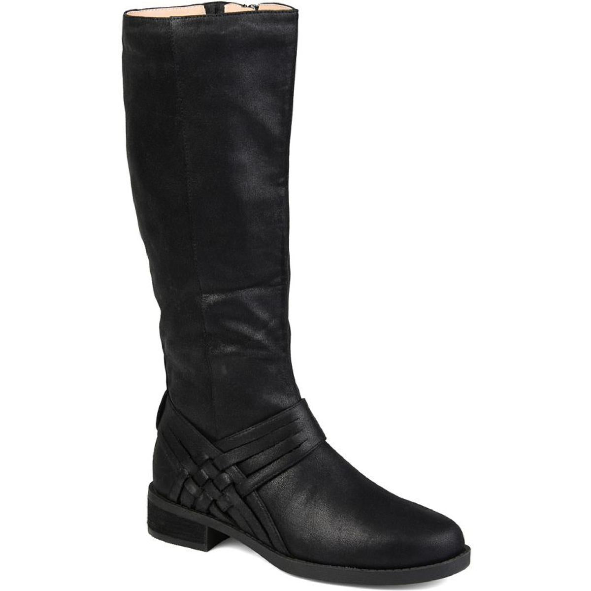Womens Faux Suede Wide Calf Mid-Calf Boots
