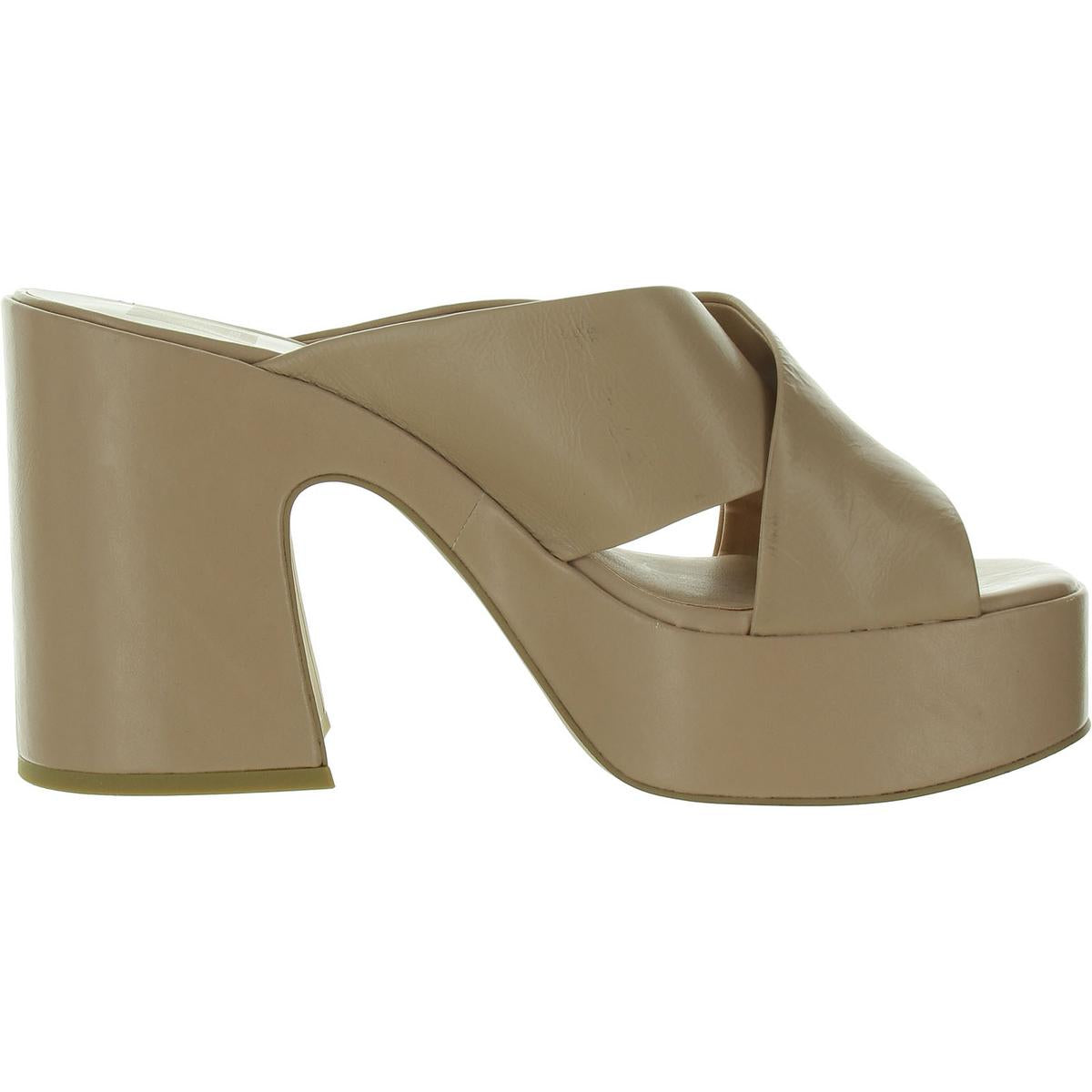 Womens Faux Leather Criss-Cross Slide