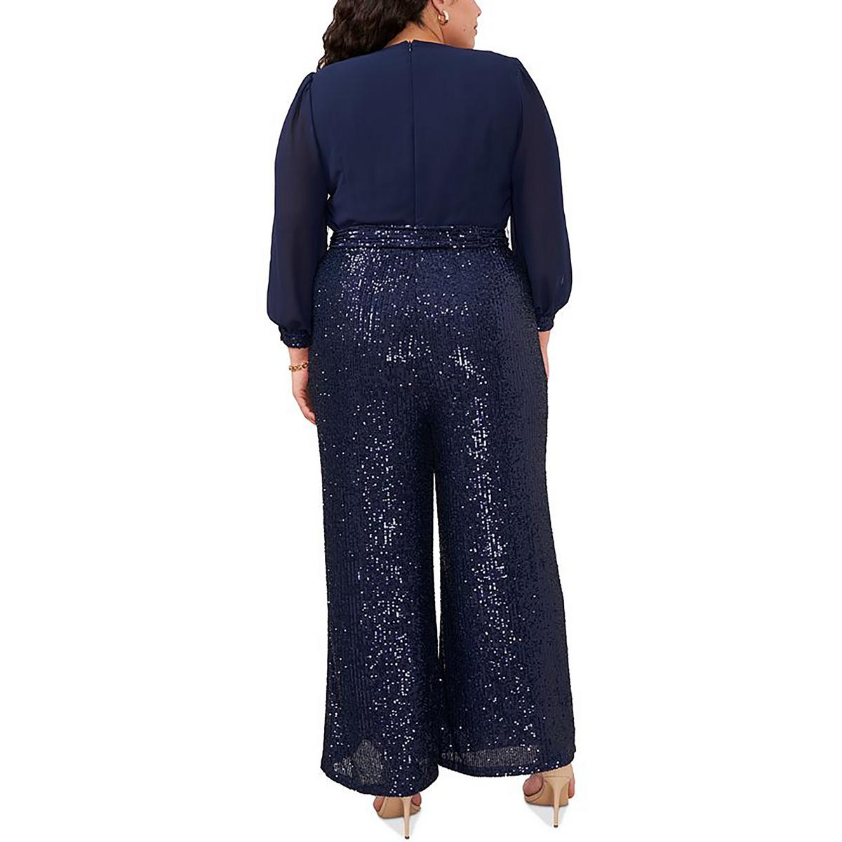 Plus Womens Sequined Wide Leg Jumpsuit
