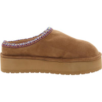 Elyse Womens Faux Fur Lined Platform Scuff Slippers