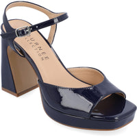 Ziarre Womens Patent Ankle Strap Platform Sandals Navy