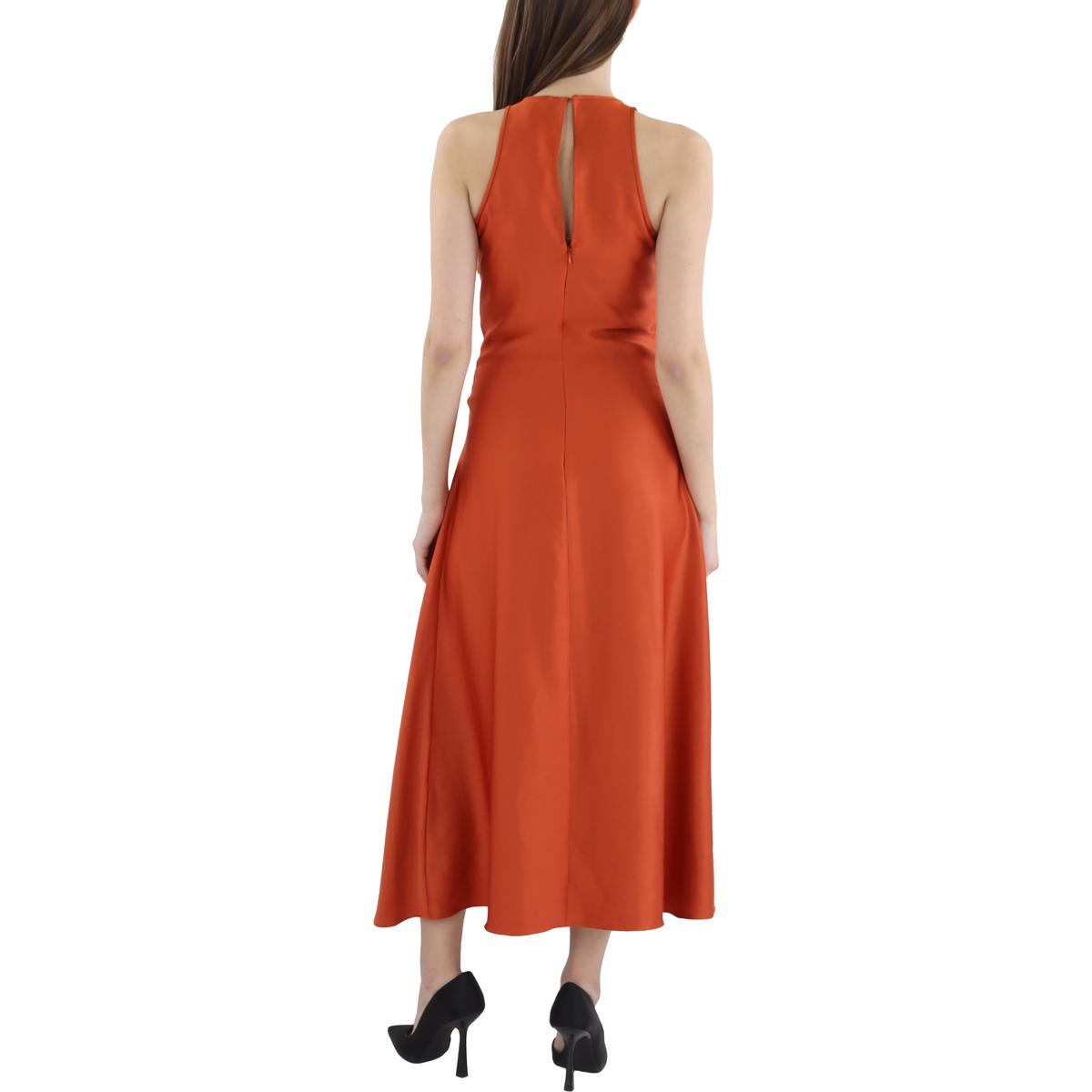 Womens Draped Solid Maxi Dress