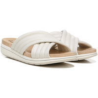 Panama Womens Faux Leather Slip On Wedge Sandals Bone
