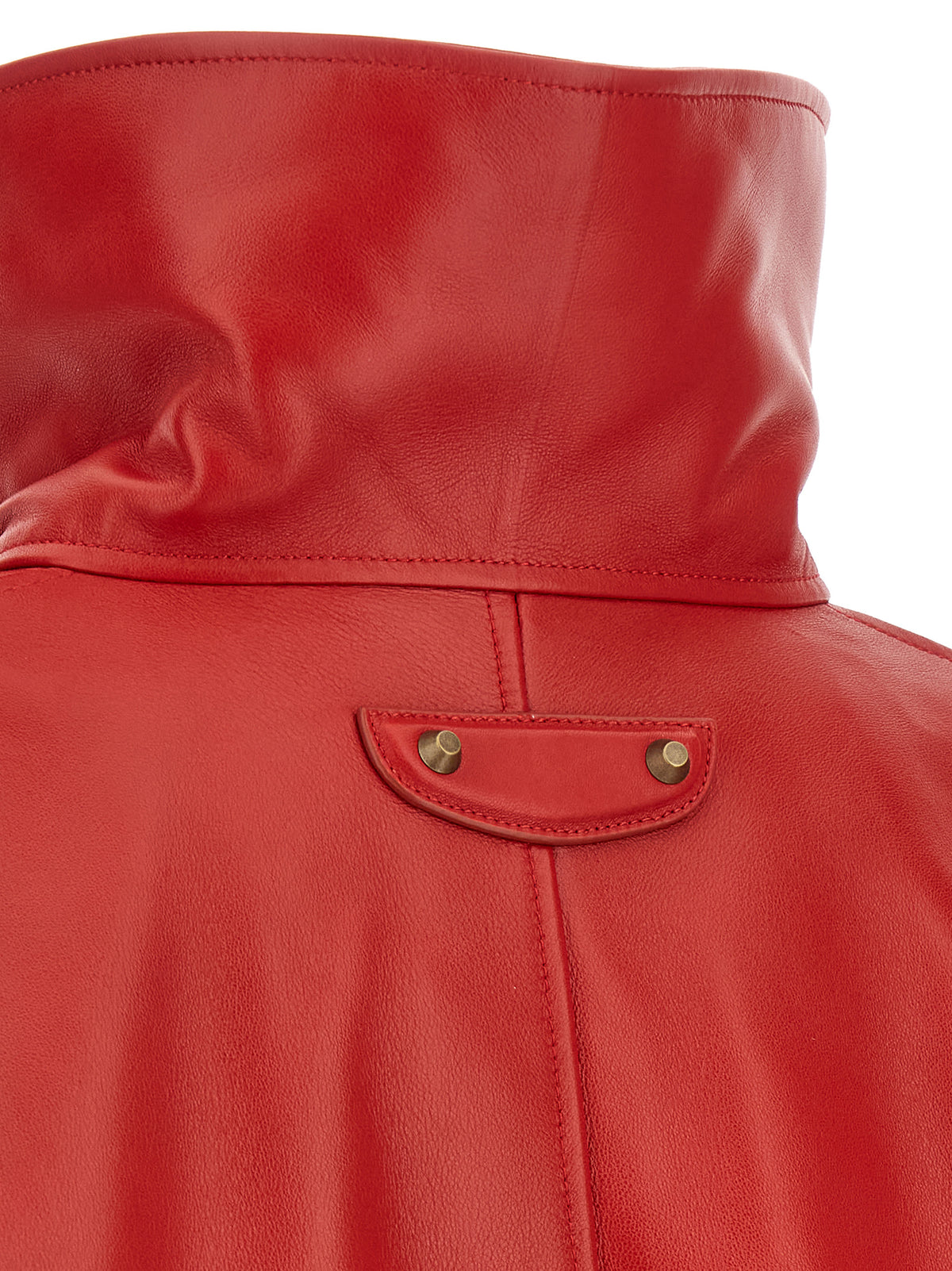 Balenciaga Women Red Leather 'Arrotondato' Bomber Jacket