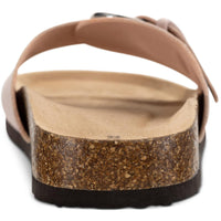 Elisaa Womens Faux Leather Footbed Slide Sandals