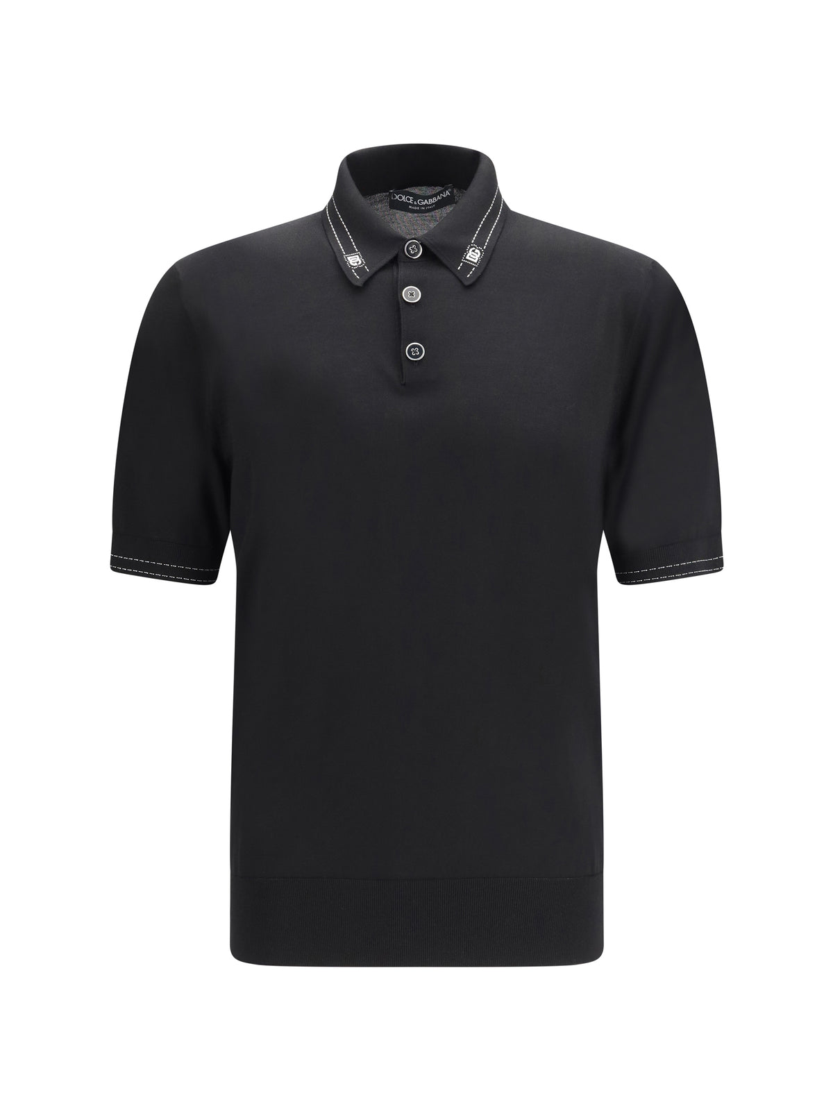 Dolce & Gabbana Men Silk Polo With Collar And Short Sleeves