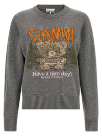 Ganni Women Sweater With Front Intarsia