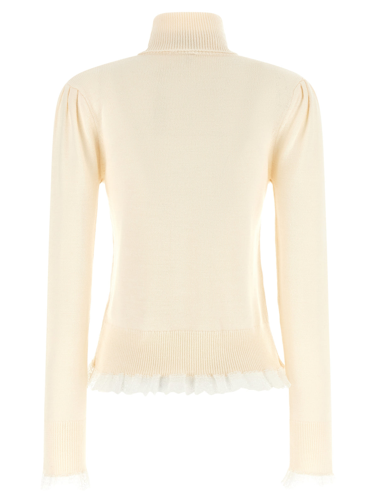 Ganni Women Ganni Turtleneck Sweater With Lace Trim