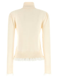 Ganni Women Ganni Turtleneck Sweater With Lace Trim