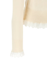 Ganni Women Ganni Turtleneck Sweater With Lace Trim
