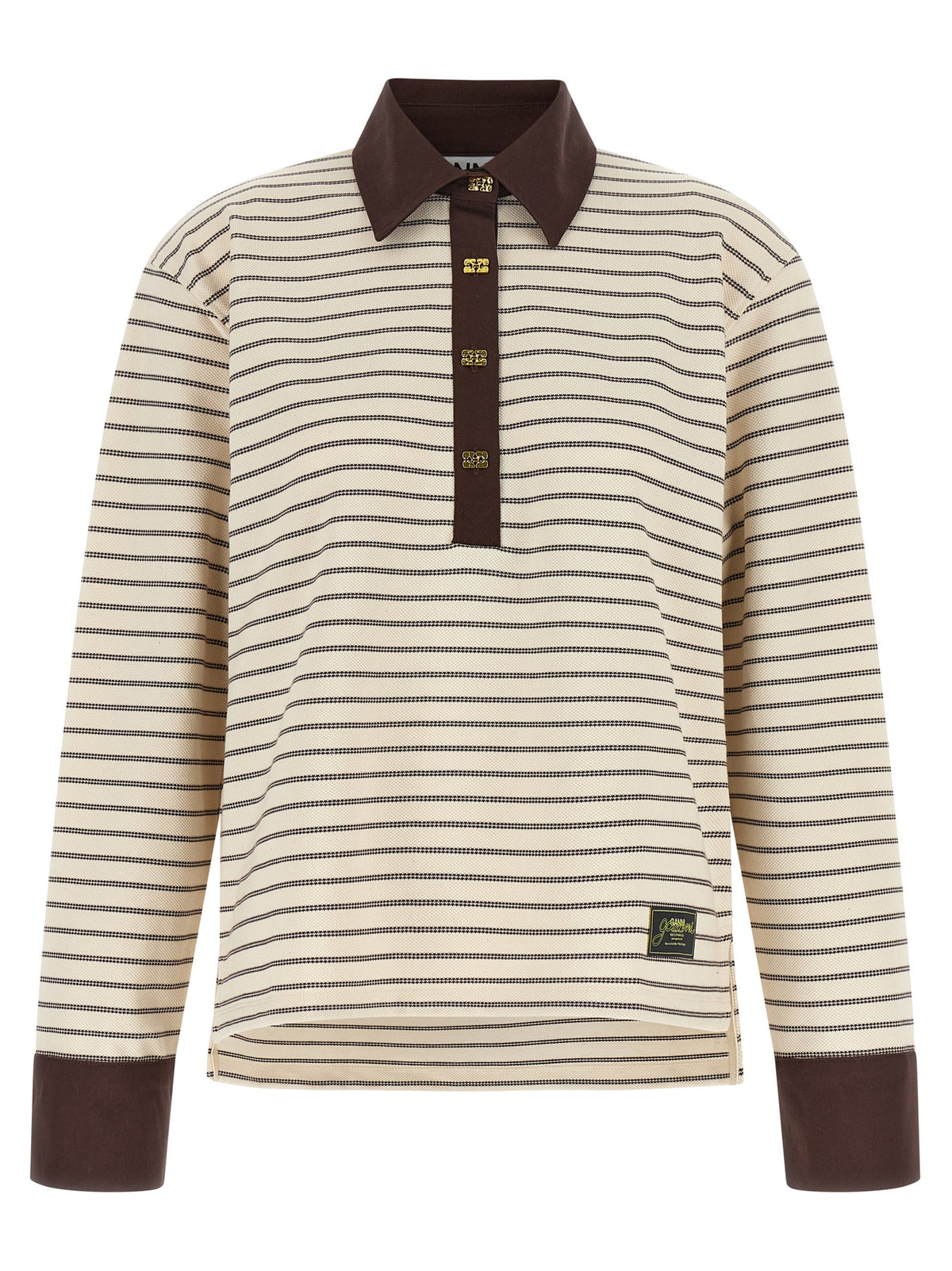 GANNI Ganni Women Striped Cotton Polo Shirt
