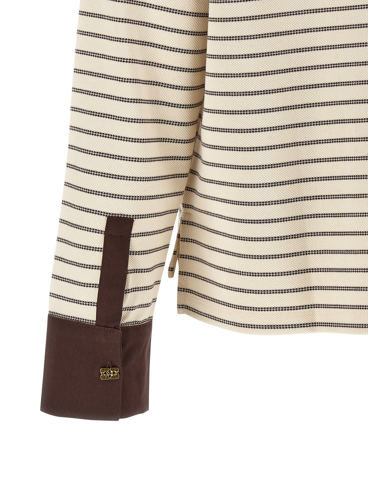 GANNI Ganni Women Striped Cotton Polo Shirt