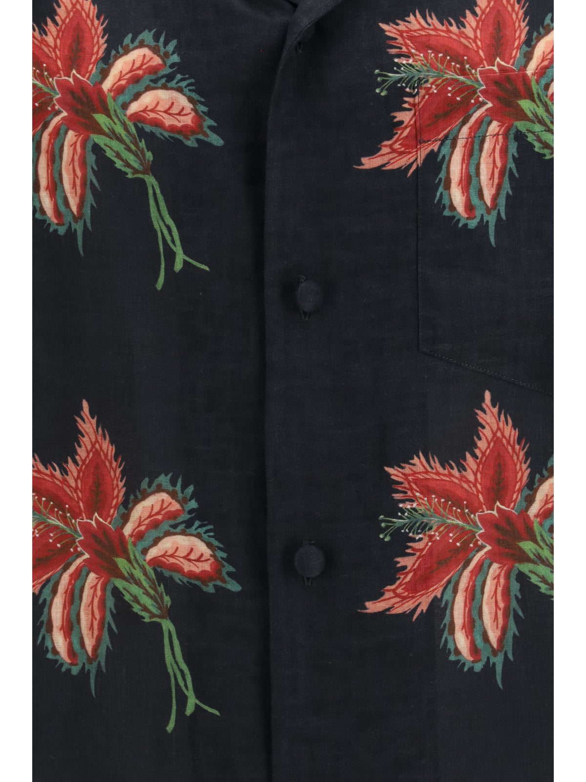 Valentino Men Papier Floral Print Linen Bowling Shirt