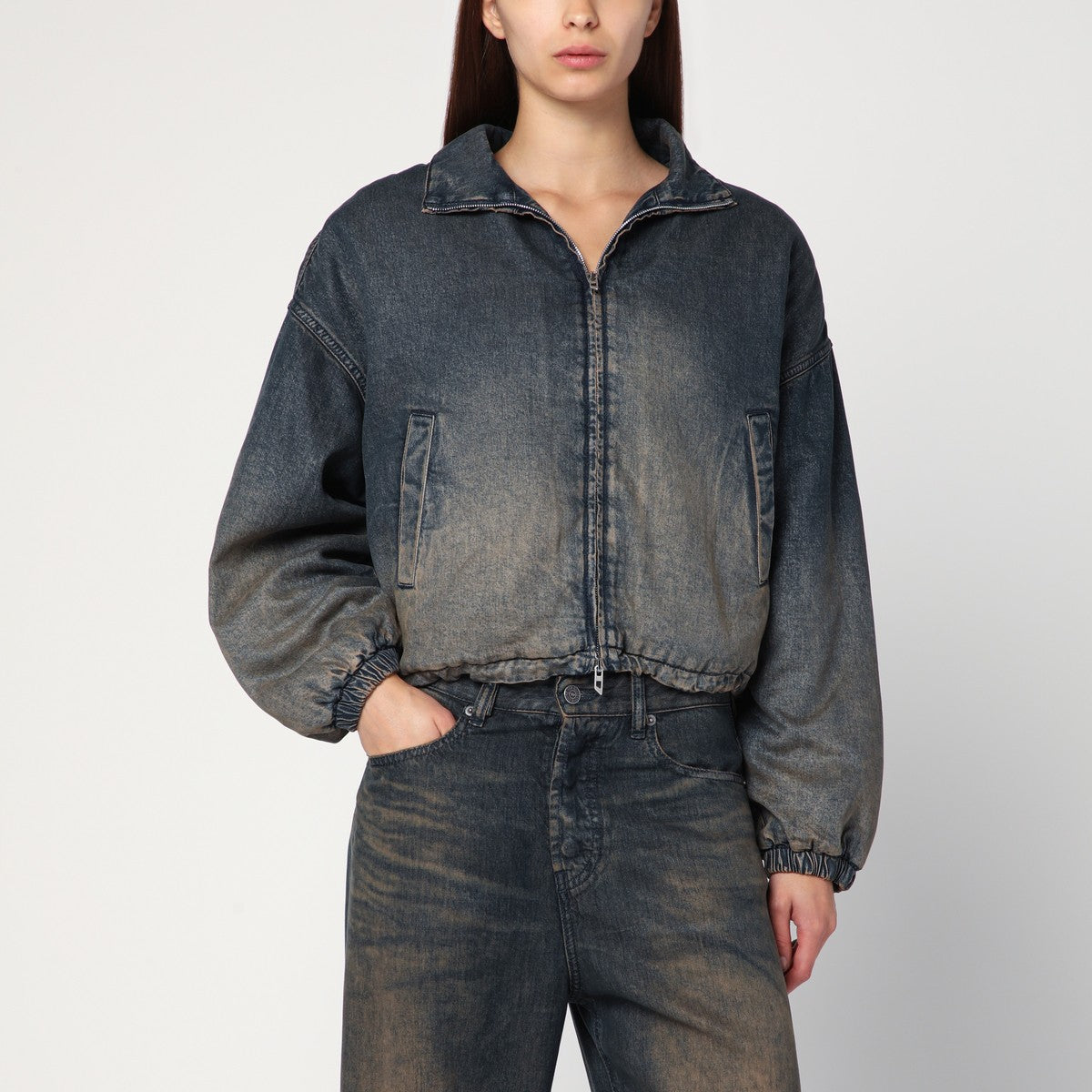 Diesel Diesel Women's De-Flower Jacket In Medium Blue With Faded Effect