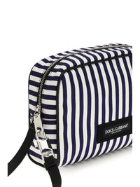 Dolce & Gabbana Men Striped Poplin Handbag