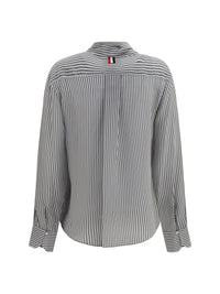THOM BROWNE Thom Browne Women Striped Silk Shirt With Removable Collar