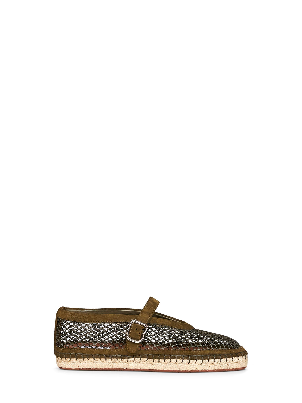 Alaïa Women Camouflage Green Fishnet And Suede Espadrilles