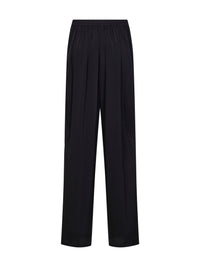 Alaïa Women Black Cady Straight Trousers With Contrasting Bands