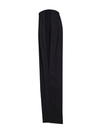 Alaïa Women Black Cady Straight Trousers With Contrasting Bands